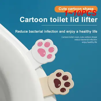  1 ~ 10PCS Сладък повдигач на тоалетна седалка Карикатура Повдигач на тоалетни капаци Творчески повдигач на капака на котешки нокът Отварачка за клапи Изолиране на бактерия Баня