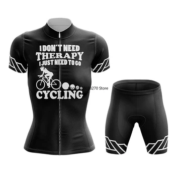 Терапия Лятно колоездачно джърси Къс комплект Носете гел дишаща подложка MTB комплекти за дрехи Облекло за велосипеди Пътен костюм
