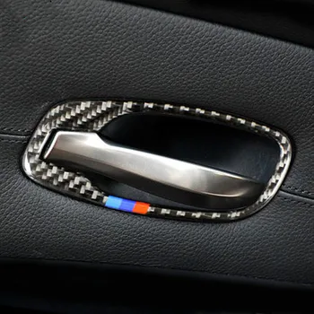 4pcs/Set въглеродни влакна Auto интериор врата дръжка капак декорация стикери за BMW E60 5 Series 2005-2010 Аксесоари за тунинг на автомобили