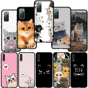 Cat Meow Сладък калъф за телефон за Huawei Y7A Y6P Y5P Y6 Y7 Y9 Prime 2018 2019 Y8P Y9A Y8S Y9S P Интелигентен мек корпус