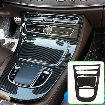 Конзола Gear панел рамка капак подстригване въглеродни влакна Abs за Mercedes Benz E Class 2019 Автомобилни вътрешни аксесоари Скоростен панел