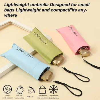 Мини чадър за слънце Малък джобен дъждовен чадър Винилов сгъваем чадър UV ултравиолетова защита Джобен джоб за чадър капсула