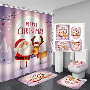 Водоустойчива коледна завеса за душ Коледен душ завеса Коледна завеса за душ водоустойчива празнична украса за Коледа