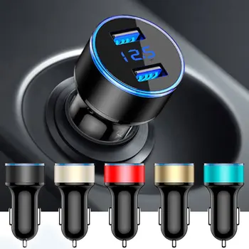 Универсално зареждане на автомобили с цифров дисплей LED зарядно за кола Dual USB 5V 3.1A порт напрежение телефон заряд адаптер аксесоари за кола