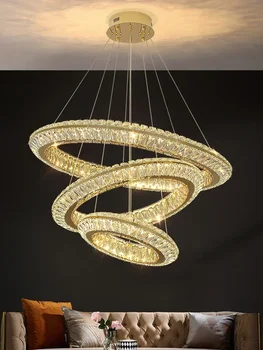 Модерни LED кръгли таванни полилеи Lluxury Ring Villa висулка светлина атмосфера висок клас дневна трапезария висяща лампа