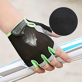 Половин пръст Колоездене ръкавици Мъже Жени против хлъзгане шок дишаща летни велосипедни ръкавици Без пръсти Спортна фитнес зала Тренировъчни велосипедни ръкавици