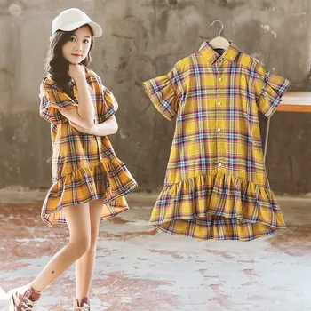 Корейски детски дрехи 2023 Лятна рокля за момиче Младо момиче Рокля от едно парче Елементарно момиче Пухкава рокля Тийнейджър момиче Детска рокля