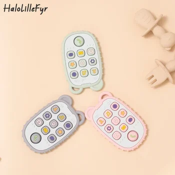 Бебешки силиконови чесалки мек бутон дистанционно управление никнене на зъби дъвчене играчки BPA безплатно бебе телефон играчка за малко дете сензорно развитие