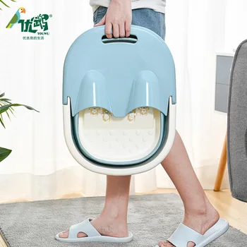 Домакинска пластмаса повишена сгъваема вана за крака преносима кофа за накисване на крака с капак кофа за масаж на обувки за крака