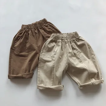 Корейски детски пролетни и есенни дрехи нови детски ежедневни панталони Плътен цвят тъкани панталони Дълги панталони