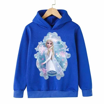 Frozen Elsa Kids Disney Cartoon Hoodies Baby Child Anna Cartoon Tops Spring Children Long Sleeve Cotton Sweatshirts Autumn Tops