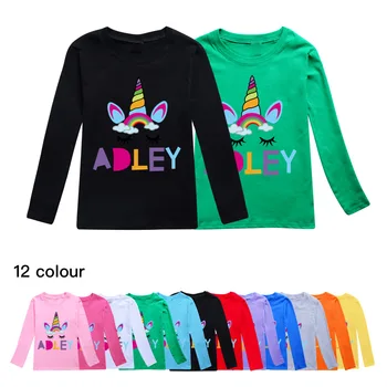 Нови детски дрехи Момичета от 10 до 12 Тийнейджърска детска тениска с дълъг ръкав Малки момчета Есенни дрехи 2022 A за Adley O Neck Tees