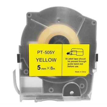 10pcs лента етикет случай PT-505y 5mmX8m жълт берач за макс LETATWIN тел маркиране машина кабел ID принтер lm-550a\e
