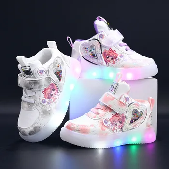 LED Детски обувки 1-6 години Момичета Настолни обувки Сензор светлина обувки Малко дете Случайни меко дъно Детски маратонки за малки деца