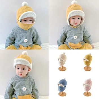 Зимна топла шапка за защита на ушите Шапка с маска за бебета деца 6-48 месеца