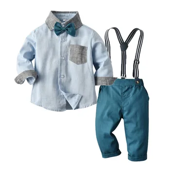 Пролетно детско облекло Риза за момчета с дълъг ръкав Панталони за жартиери Детски костюм Бебешки дрехи стил