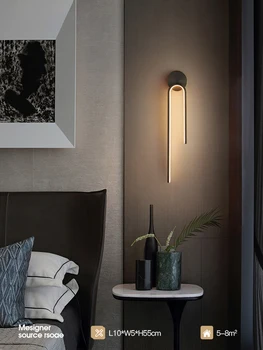 Минималистична стенна лампа Спалня Нощна лампа Модерна минималистична скандинавска медна светлина Луксозна всекидневна пътека коридор Хотелска стена