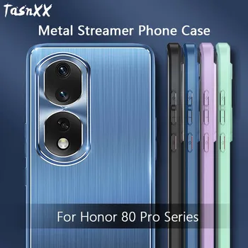 За Huawei Honor 80 Pro Metal Streamer Обратно телефон случай ултра тънък анти-пръстов отпечатък анти-надраскване мек TPU камера протектор черупка