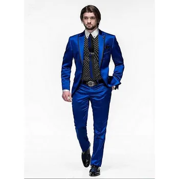 Сватба 2023 Мъжки костюми Костюм Hombres Луксозно облекло Елегантно синьо Trajes De Hombre Blazer Masculino Две бр яке панталони