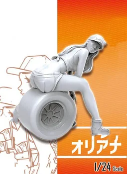 Unassambled 1/24 модерен седнете момиче с гума Смола фигура миниатюрни модели комплекти Unpainted