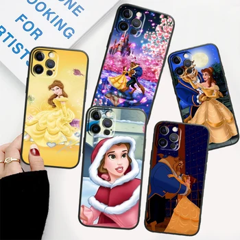 Belle Красавицата и Звяра за iPhone 15 14 13 12 11 XS XR X 8 7 SE Ultra Pro Max Plus Мини черен калъф за телефон