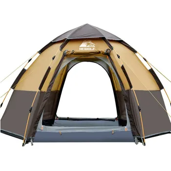 Външна шестоъгълна автоматична палатка Защита от дъжд Слънцезащитен крем Сгъваем автоматичен Speed Open Portable Beach Picnic Camping