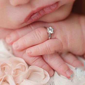 Кристални бебешки пръстени Новородено Прекрасни бели ангелски пръстени Лесни за носене фото подпори